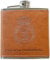 Petaca de Acero Inoxidable 304 /Forrada en Piel(Marrón) Alcohol Personalizada para Hombres, Petaca 6oz/177ml, Camping, Senderismo, Bar, Fiesta, Barbacoa y Bodas (POLICIA)