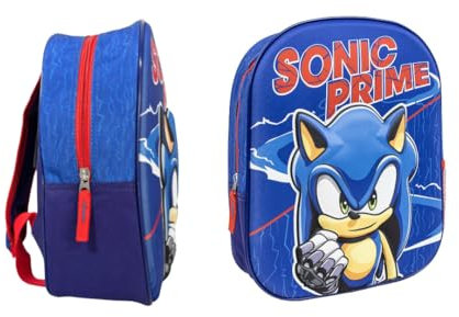 mybagstory - Rucksack 3D Sonic – Blau – Kinder – Schule – Kindergarten – Schulranzen für Jungen – Größe 31 cm – verstellbare Träger – Geschenkidee, Sonic Blau, enfant
