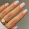 Baby Blue French Tip False Nails - Square Press On Nails Short - French Coffin Fake Nails With Glue - Removable Full Cover Acrylic Stick On nails For Women Girls Daily Wear Nail Art Gifts Accessories