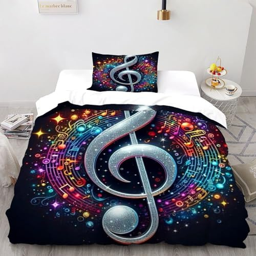 SOJFGSNAJ Musik Bettwäsche Mädchen Mikrofaser Bettwäsche Bettwäsche Aus Microfaser Bettbezug Mit Kissenbezug Single（135x200cm）