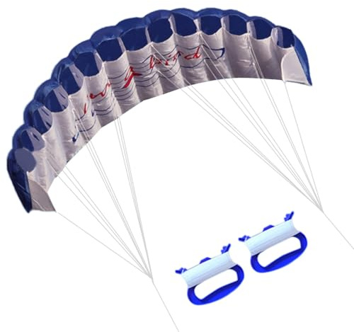 Paracadute per paracadutismo, aquilone parafoil a doppia linea da 55 pollici con maniglia volante e cavo da 4, 6 piedi, enorme acrobatico.