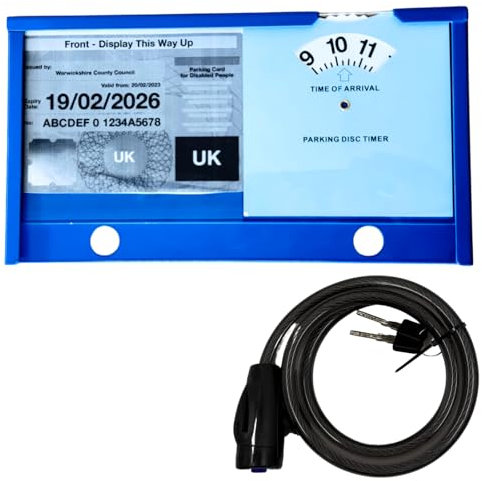 Blue Badge Protector Lock for Cars - Blue Badge Holder Wallet Steering Wheel Anti Theft Device Includes Clock Card