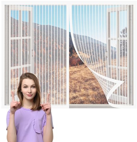 Zanzariera Porta Finestra Scorrevole 78 x 180 cm Zanzariera Magnetica Adesivo Si Chiude da Sola - Non Accorciabile Non Ho Più Fastidiosi Insetti in Casa, Bianco