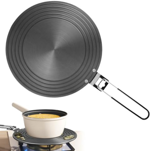 Gohytal Induktion Adapterplatte 24 cm, Induktionsadapterplatte mit abnehmbarem Griff Moka Induktionskochteller Adapter Edelstahl für die Verwendung von Kochgschirr auf Induktion, Schwarz