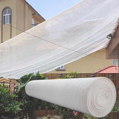JCVCCV Toile D'ombrage Blanche, Filet De Protection Solaire, Brise-Vue, Rouleaux De Filet D'ombrage 75%/90%(White90%,5x50m/16.5x165ft)