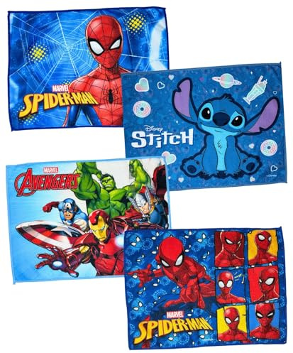 Tovaglietta in Tessuto Set 4 Pezzi Bambino, Per Spiderman Avengers Stitch Fan, 40x30cm, Pranzo, per il Tempo Libero e la Scuola, Pieghevole