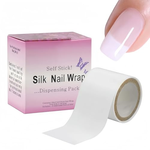 1 Roll Fiberglass Silk Nail Wrap Self Adhesive,Nail Repair Kit for Broken & Damaged Nails,Split Na/il Repair & Extensions,Strengthen & Protect Natural Nails,Na/il Art Tool with Reinforce Sticker