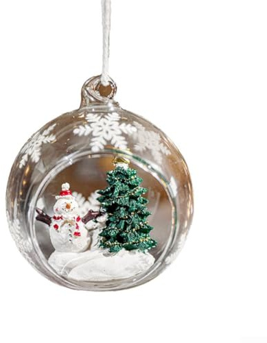 Glas-Weihnachtskugeln, transparent, kleiner Anhänger, Szene, Kugel, Ornament für Baum, Urlaub, Party, Zuhause, festliche Dekorationen, Innenausstellung (C)