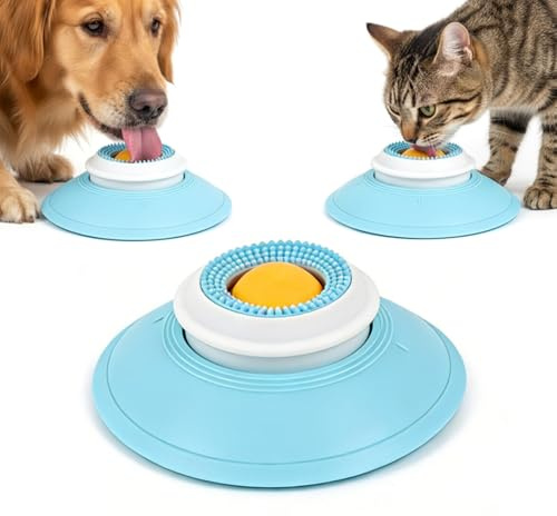 Zidoley Zensphere Sphère à lécher pour Chiens et Chats, Bol à lécher apaisant, gamelle pour Chien à Alimentation Lente, Jouet à lécher, Bol à lécher pour Animal Domestique (Boule Jaune)