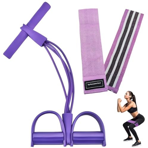 PHYNDR 1 Pezzi Fascia di resistenza per pedale(Viola), Con cordino elastico fasce elastiche per allenamento, corda elastica con pedale, elastici palestra, attrezzatura per esercizi per uso domestico