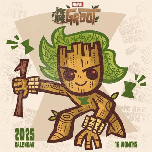 Pyramid International Groot Kalender 2025 - Marvel's Guardian of the Galaxy, Adorable Groot Art, 16-Monats-Planer, Geschenk für Marvel-Fans