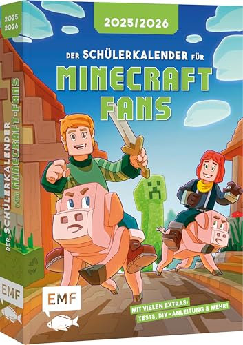Der Schülerkalender für Minecraft-Fans 2025/2026: Das School-Guidebook mit vielen Extras: Hacks, DIY-Anleitung für eine cooles Schwert und vieles mehr!