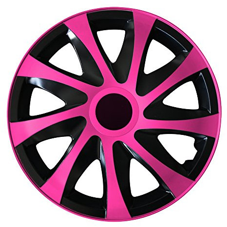 Eight Tec Handelsagentur (Farbe & Größe wählbar) 15 Zoll Radkappen, Radzierblenden Draco Bicolor (Schwarz/Pink) passend für Fast alle Fahrzeugtypen (universal)