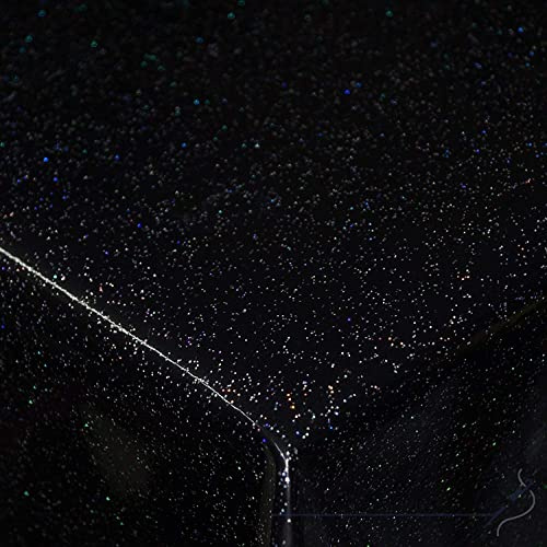 TheFabricTrade Wipe Clean PVC Tablecloth Vinyl Oilcloth Kitchen Table Cover Protector - Black Glitter Sparkly (100 x 140cm)