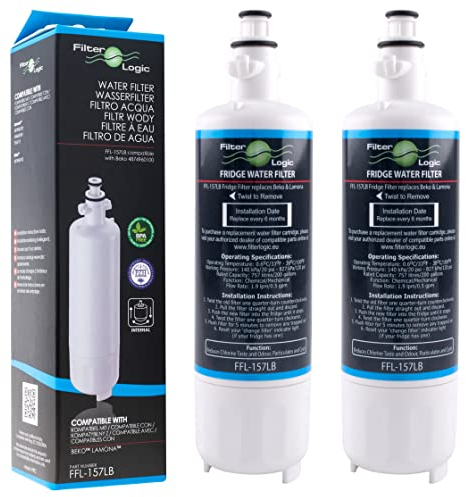 2X FilterLogic FFL-157LB Water Filter Compatible with 4874960100 Cartridge fits Beko, Smeg, Blomberg, Lamona, Leisure, Grundig Refrigerator - SBS Water Dispenser fridges