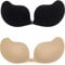 FLORATA Ladies Sexy Reusable Invisible Strapless Self Adhesive Push-up Bra Stik On Gel Bakless Silione Bras for Women(2 PS), C, Mango Black+mango Nude