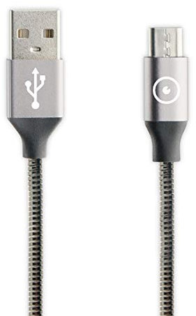 MUVIT Tiger Cable USB A Micro USB Metal Flexible 2A 1.2M Gris