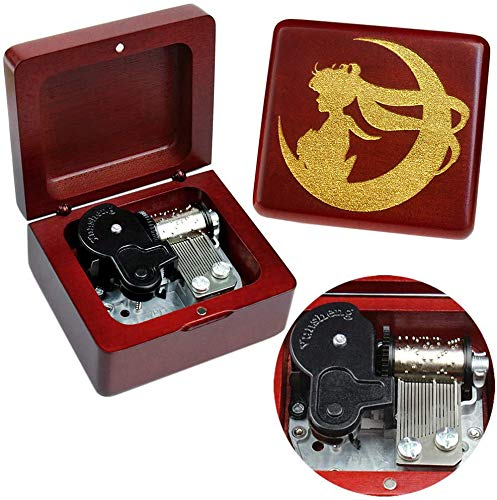 Sinzyo Sailor Moon Boîte à musique Vintage mécanisme en bois boîte à musique cadeau de Noël (Scatola di legno rossa)