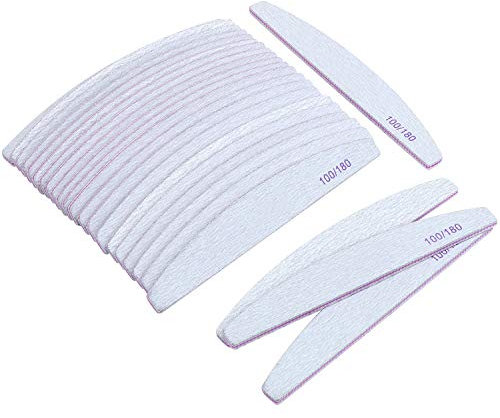 TsunNee Lot de 30 limes à ongles professionnelles double face Grain 100/180 Outils de manucure pour le toilettage et le coiffage des ongles