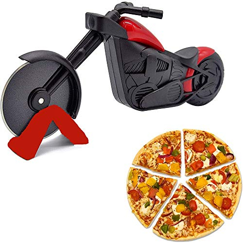 Roue de découpe à pizza, coupe à pizza, trancheuse à pizza, roue circulaire pour moto, facile à nettoyer, avec support de présentation.
