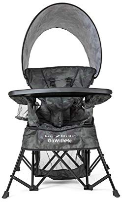 Baby Delight Go with Me Venture Portable Chair | Indoor and Outdoor | Sun Canopy | 3 Child Growth Stages | Carbon Camo