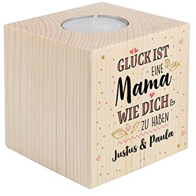 Herz & Heim® schöner Kerzenhalter mit Kompliment für die Mama - tolles Geschenk zum Muttertag