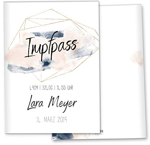 OLGS Impfpasshülle Golden Glamour Splash Ausweishülle Schutzhülle personalisiert mit Name für Dokumente & Impfpass - Größe 9,3x13cm