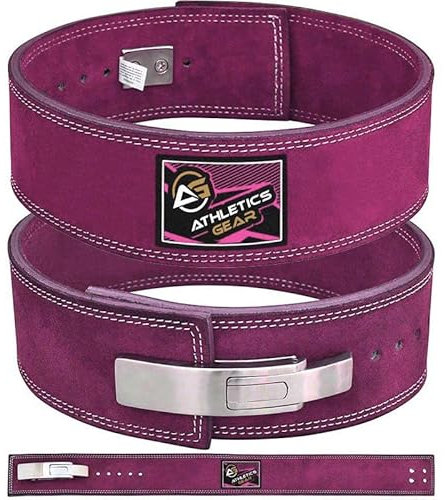 AG - Cintura per sollevamento pesi da 10,2 cm di larghezza e 8 mm di spessore, in pelle con fibbia a leva, sollevamento pesi, sollevamento pesi, per uomini e donne, colore: rosa, taglia XL