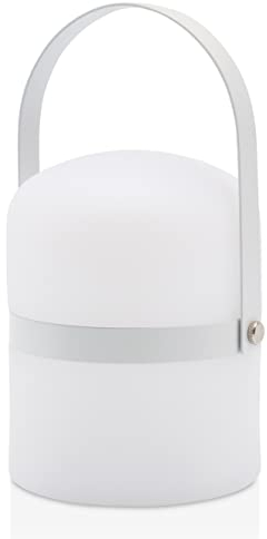 LUUK LIFESTYLE Kabellose LED Laterne für draußen, wetterfeste Deko Leuchte für den Garten und Balkon, modern und schlicht, in weiß