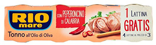 Rio Mare Tonno all'Olio di Oliva con Peperoncino di Calabria, 3 + 1 Lattine da 80g