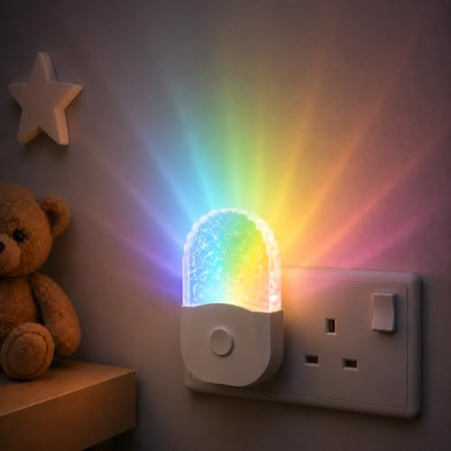 Emeritpro Night Light Plug in Wall with Dusk to Dawn Sensor, Warm White+RGB | 8 Colors, 3 Lighting Modes, Acrylic Plug in Night Light for Hallway, Bedroom, Stair, Kitchen