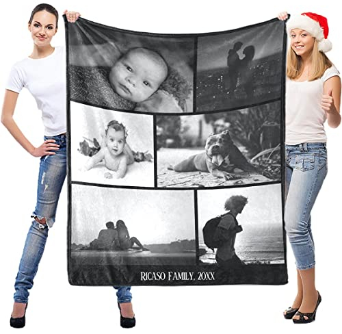 LNM Plaid Personnalisé Photo, Couverture Personnalisée Photo, Plaide Personnalisee, Couverture Personnalisé, Cadeau Femme Personnalisé, Cadeau Anniversaire Femme Personnalisé