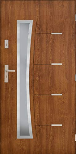 Eingangstür Türstärke 72mm Warme Saturn 01 am Glas Nano Advance Haustür Stahltür Goldene Eiche (Goldene Eiche, [90] 1002 x 2072 mit einem Türrahmen Rechts)