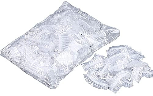 ANCLLO Lot de 100 protections auditives Couvre-Oreilles Couvre Plastique transparentes et étanches, Étanche Protection Oreille Cache-Oreilles Élastique, pour teinture de cheveux, douche, bain, spa
