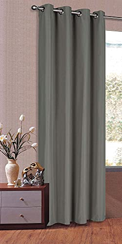Vorhang Blickdicht Schal, Matte unifarbene Gardine mit Ösen. Material aus Microsatin Micofaser-Gewebe. HxB 225x140, Dunkelgrau, 20405