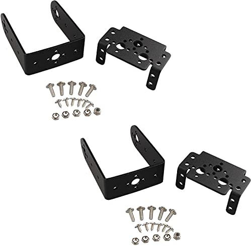 Jopto 2 Set Servo Motor Bracket, 2 DOF Short Pan and Tilt Servos Bracket Sensor Mount Kit Compatible with MG995 (Multi-Function Servo Motor Bracket + U-Shaped Bracket + Screws)