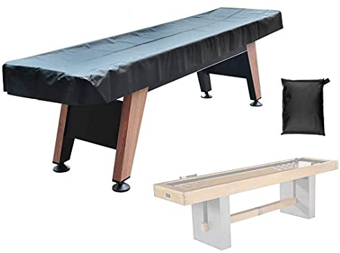COOSOO Waterproof Shuffleboard Table Cover for 9FT Shuffleboard Table Heavy Duty Leatherette Game Table Covers Dustproof Anti-Scratch UV Protect Furniture Cover with Storage Bag(Leatherette)