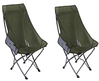 Yadlan Campingstuhl Kleines Packmaß Ultraleicht, Angelstuhl Karpfenstuhl, Klappbarer Tragbar Camping-StüHle, Multifonctionnel Klappstuhl Camping mit Seitentasche, 2er Set