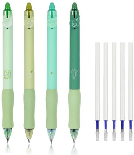 Radierbarer Kugelschreiber, Pack of 4 Gelstifte Radierbar, Erasable 0.5 mm Tintenroller Pen with 5 Refills, Gel Pens for Children, Students, School, Office (Blue)