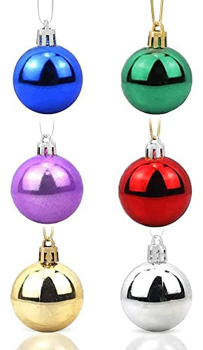 Youery 12 Stück Weihnachtskugeln Kunststoff, Christbaumkugeln Bunt,Baumschmuck Weihnachtskugeln, Christbaumschmuck Hängedekorationen, Plastikkugel Tannenbaum Schmuck Set （3cm 12 STK）