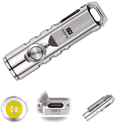 RovyVon Aurora A2 G4 - Linterna brillante con llavero USB C recargable EDC de 650 lúmenes, linterna pequeña con clip magnético, función de bloqueo momentáneo para uso diario
