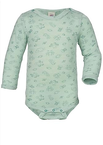 Engel, Baby Body langarm bedruckt, 70% Wolle (kbT), 30% Seide (pastel mint, 98-104)