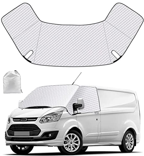 Cubierta del Parabrisas Compatible con Ford Transit Custom 2012-2023 Parasol de Ventana Delantera Protector de Sol Lluvia Nieve Hielo
