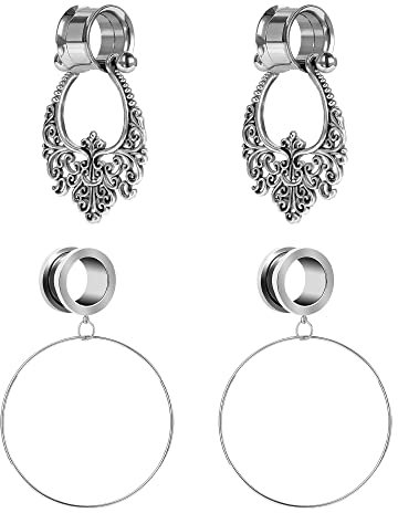 VF VFUN Chirurgenstahl Ohrmesser Dangle Tunnel Für Ear Screw Doppelt Flared Screw Back Stecker Und Tunnel Expander Gauge Piercing 6mm-14mm