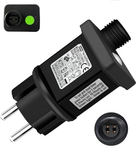 Joysing Fuente de alimentación de 31 V para cadena de luces, enchufe de cadena de luces con función de temporizador, función de memoria, IP44, resistente al agua, adaptador, transformador, 9 modos,