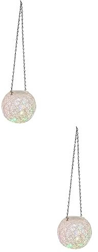 Housoutil 2 Stk Kugellampe Aus Rattan Hängende Lichter Weben Bauernhaus-pendelleuchte Hängelampe Aus Rattan Restaurant-deckenbeleuchtung Rattan-kugel-deckenleuchte Eisen Leuchter