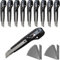 WAYTEX Lot de 10 cutters 18mm à Molette + 40 lames de rechange, Guide lame métal et réserve pour 2 lames dans le manche