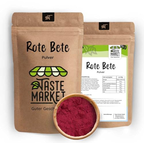 200 g Rote Bete Pulver von Taste Market – Pulver aus echter Rote Bete zum Kochen, Backen & Einfärben von Lebensmitteln
