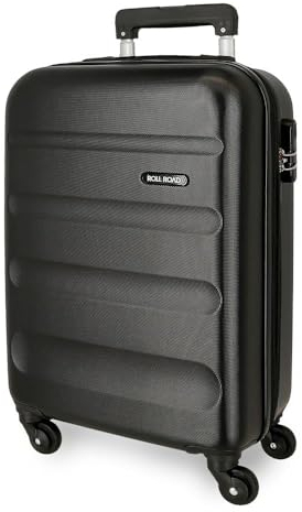Roll Road Flex Valigia da cabina nera 35 x 55 x 20 cm bagaglio a mano Air Europa rigida ABS Chiusura a combinazione laterale 33 l 2,78 kg 4 ruote doppie bagaglio a mano, Nero , Taglia unica, Valigia
