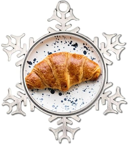 Homemade Bread Baked Bakery White Snowflake Ornaments Butter' Cookie And Chocolate Food Pewter Christmas Ornament Xmas Tree Decoration Cakes & Treats Food Unique Xmas Keepsake for Neighbor Friends